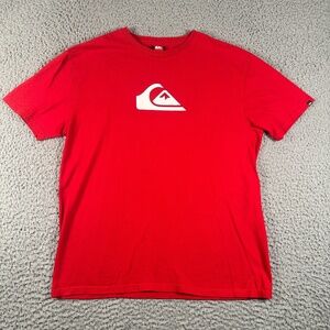 Vintage‎ Quiksilver T-Shirt Mens Large Red Y2K Cyber Grunge Skateboard Logo